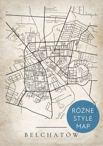 Plakat Mapa Miasta Bełchatów w 12 wariantach stylu