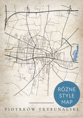 Plakat Mapa Miasta Piotrków Trybunalski w 12 wariantach stylu do wyboru 