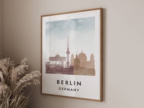 Plakat do salonu skylines Berlin stylu Watercolor/ Akwarelowym