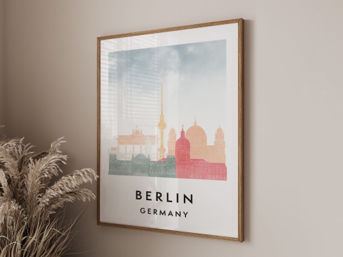 Plakat do salonu skylines Berlin stylu Watercolor/ Akwarelowym