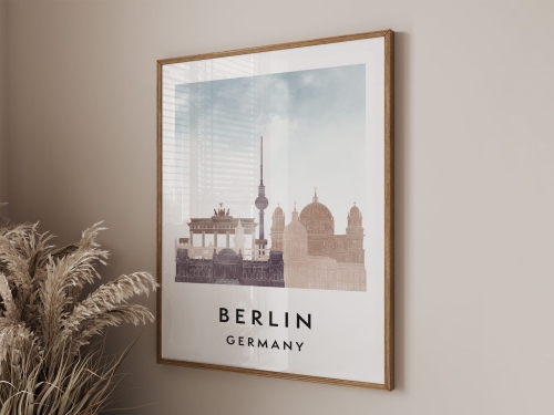 Plakat do salonu skylines Berlin stylu Watercolor/ Akwarelowym