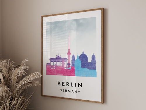 Plakat do salonu skylines Berlin stylu Watercolor/ Akwarelowym