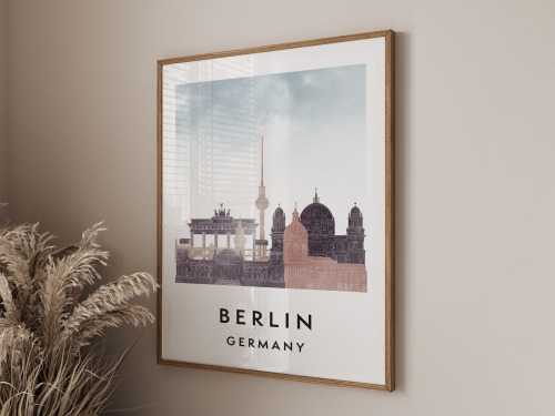 Plakat do salonu skylines Berlin stylu Watercolor/ Akwarelowym