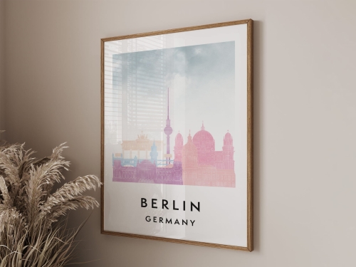 Plakat do salonu skylines Berlin stylu Watercolor/ Akwarelowym