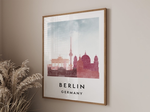 Plakat do salonu skylines Berlin stylu Watercolor/ Akwarelowym