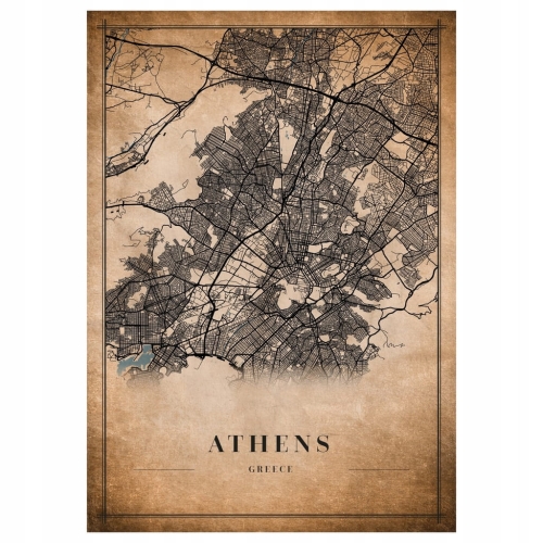 Plakat Mapa miasta vintage Athens