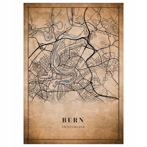 Plakat Mapa miasta vintage Bern