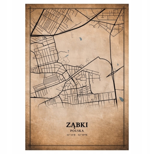 Plakat Mapa miasta vintage Ząbki