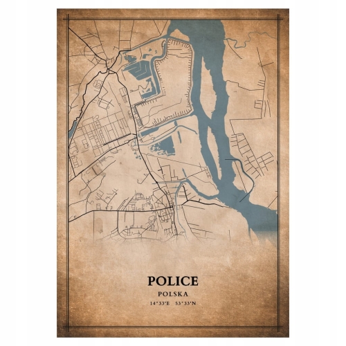 Plakat Mapa miasta vintage Police