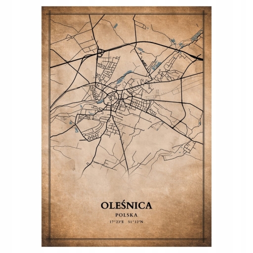 Plakat Mapa miasta vintage Oleśnica 
