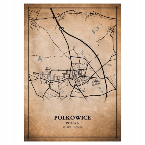 Plakat Mapa miasta vintage Polkowice