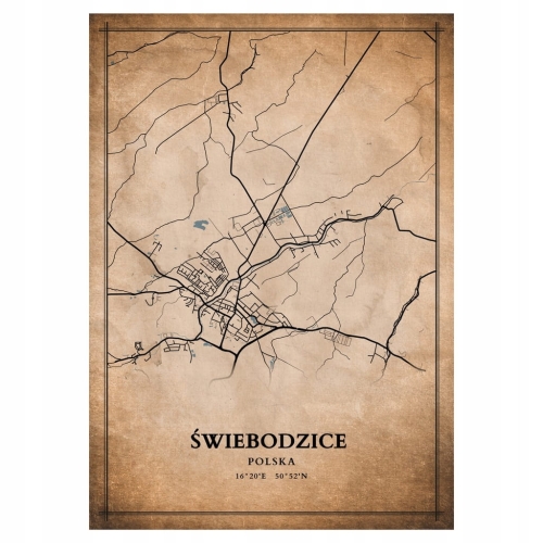 Plakat Mapa miasta vintage Świebodzice