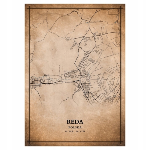 Plakat Mapa miasta vintage Reda