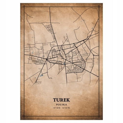 Plakat Mapa miasta vintage Turek 