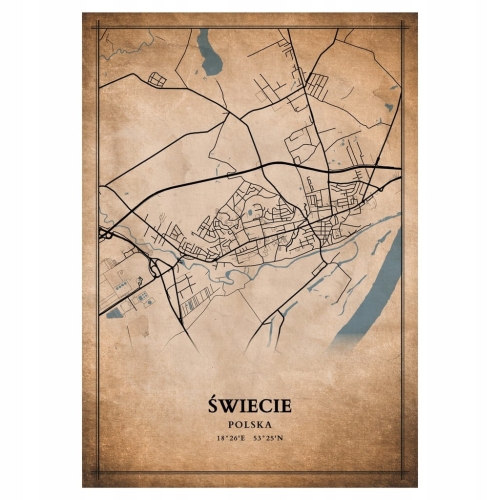 Plakat Mapa miasta vintage Świecie