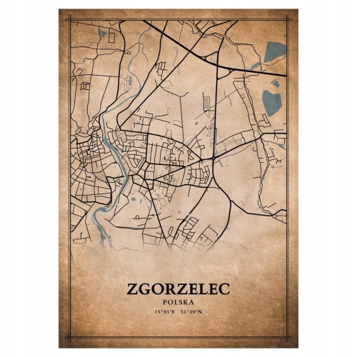 Plakat Mapa miasta vintage Zgorzelec