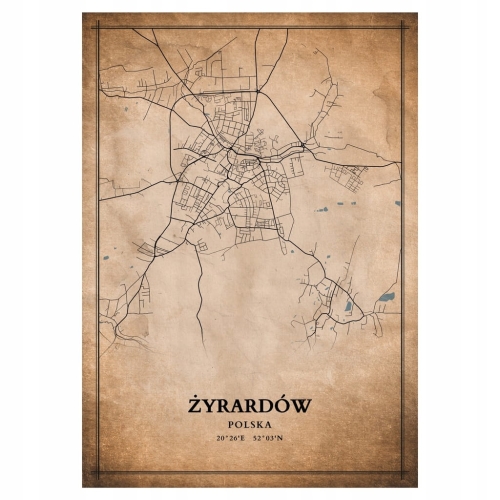 Plakat Mapa miasta vintage Żyrardów