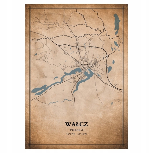 Plakat Mapa miasta vintage Wałcz 