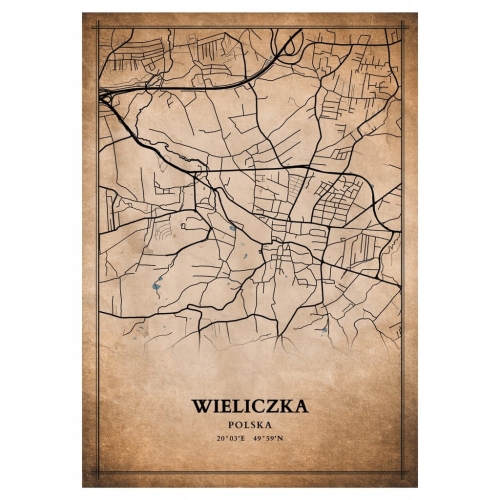 Plakat Mapa miasta vintage Wieliczka