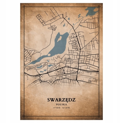 Plakat Mapa miasta vintage Swarzędz