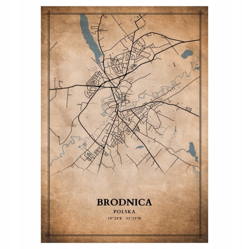 Plakat Mapa miasta vintage Brodnica