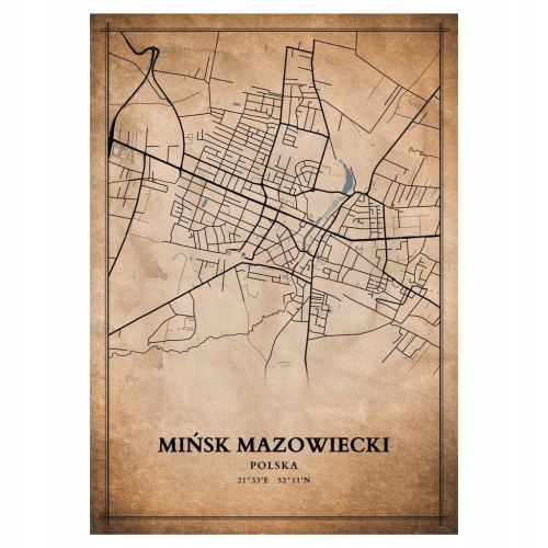 Plakat Mapa miasta vintage Mińsk Maz.