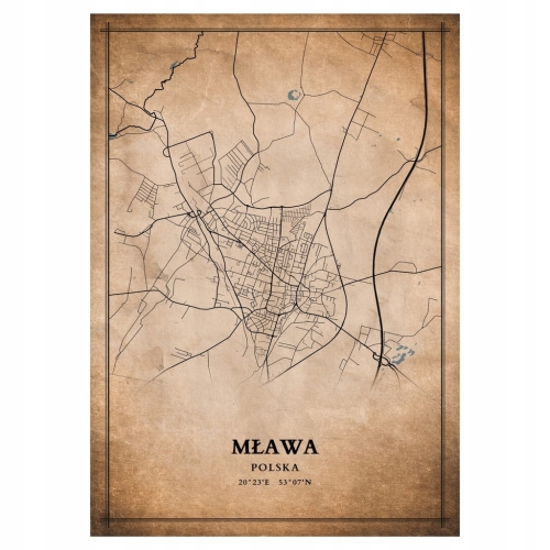 Plakat Mapa miasta vintage Mława