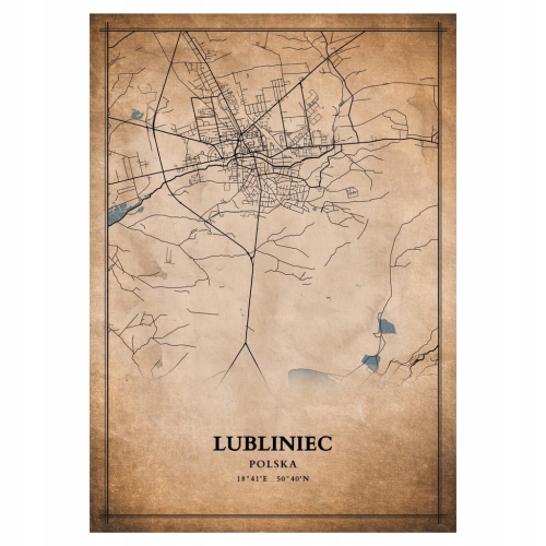 Plakat Mapa miasta vintage Lubliniec