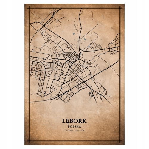 Plakat Mapa miasta vintage Lębork