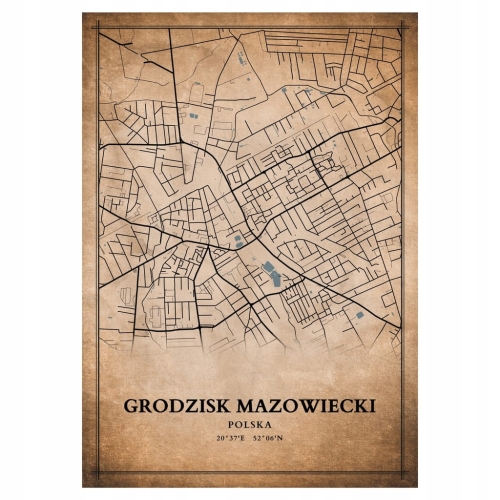 Plakat Mapa miasta vintage Grodzisk Maz.