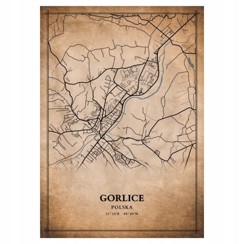 Plakat Mapa miasta vintage Gorlice