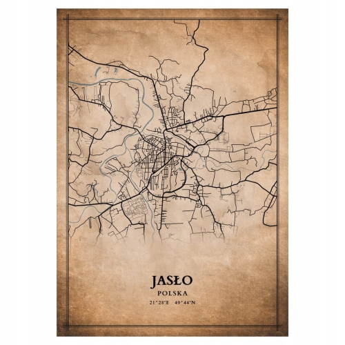 Plakat Mapa miasta vintage Jasło
