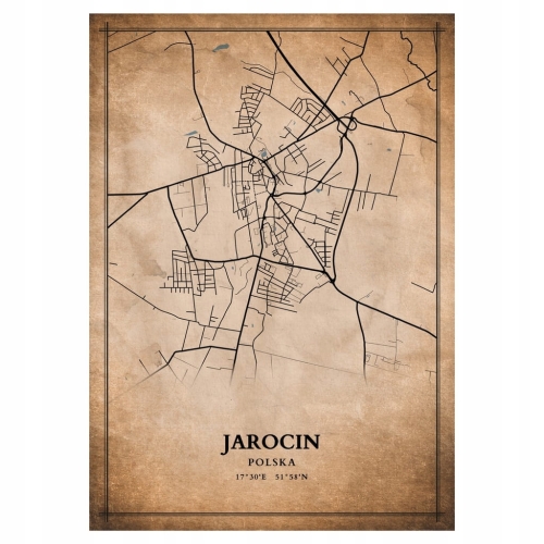 Plakat Mapa miasta vintage Jarocin