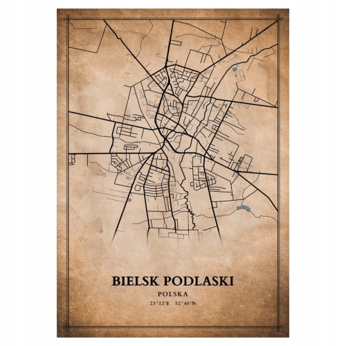 Plakat Mapa miasta vintage Bielsk Podlaski