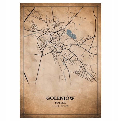Plakat Mapa miasta vintage Goleniów