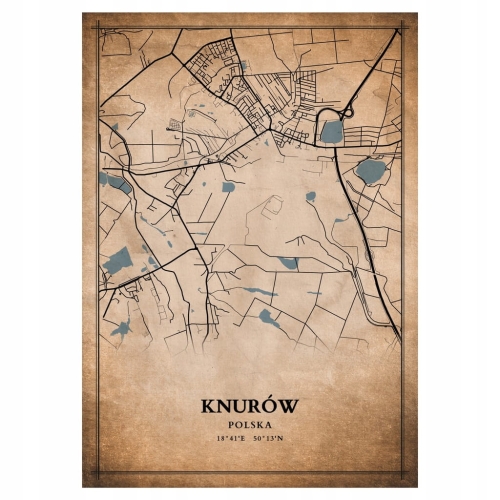 Plakat Mapa miasta vintage Knurów