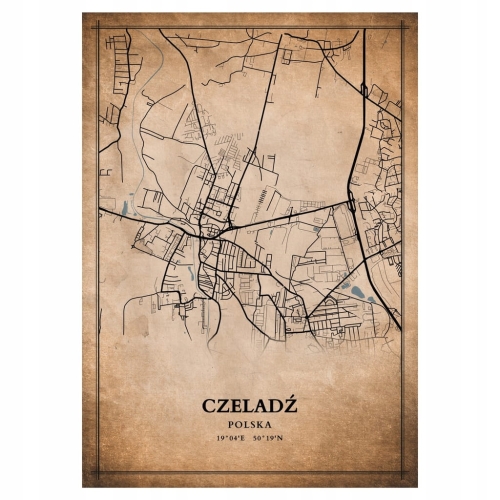 Plakat Mapa miasta vintage Czeladź