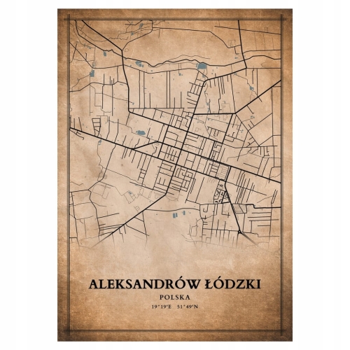 Plakat Mapa miasta vintage Aleksandrów