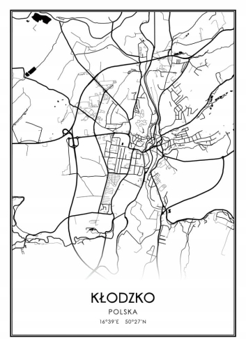 Mapa czarno biała Plakat Kłodzko