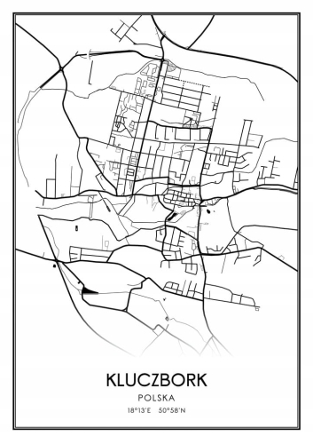 Mapa czarno biała Plakat Kluczbork