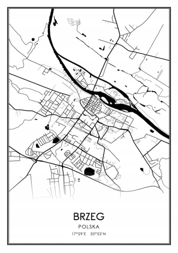Mapa czarno biała Plakat Brzeg