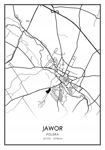 Mapa czarno biała Plakat Jawor