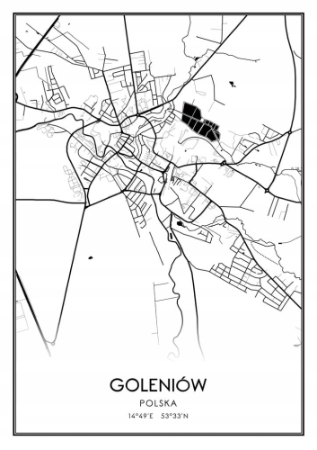 Mapa czarno biała Plakat Goleniów