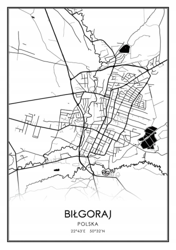 Mapa czarno biała Plakat Biłgoraj
