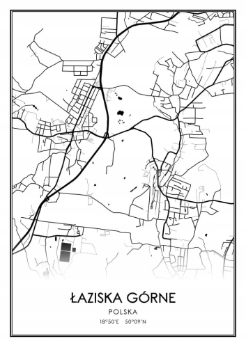 Mapa czarno biała Plakat Łaziska Górne
