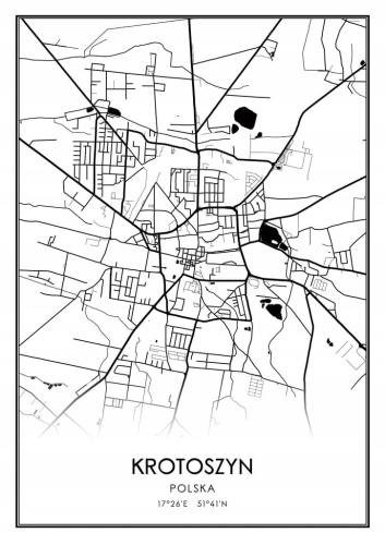 Mapa czarno biała Plakat Krotoszyn