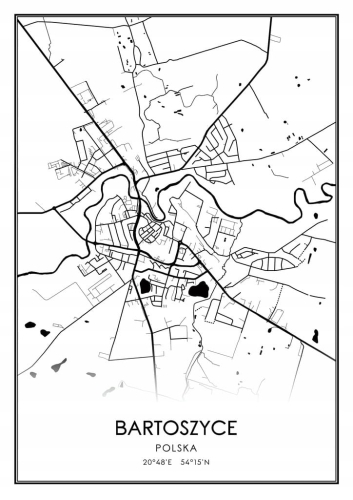 Mapa czarno biała Plakat Bartoszyce