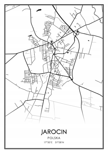 Mapa czarno biała Plakat Jarocin