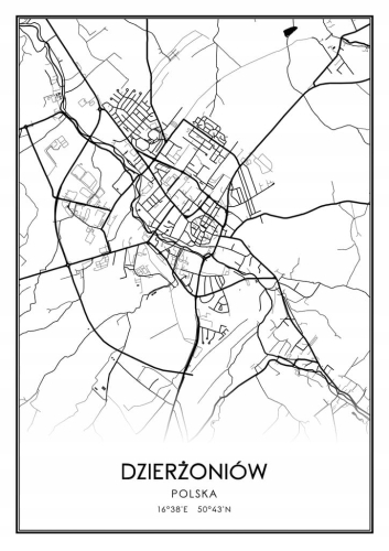 Mapa czarno biała Plakat Dzierżoniów