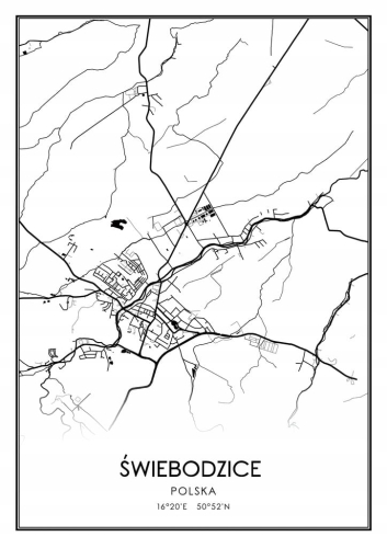 Mapa czarno biała Plakat Świebodzice